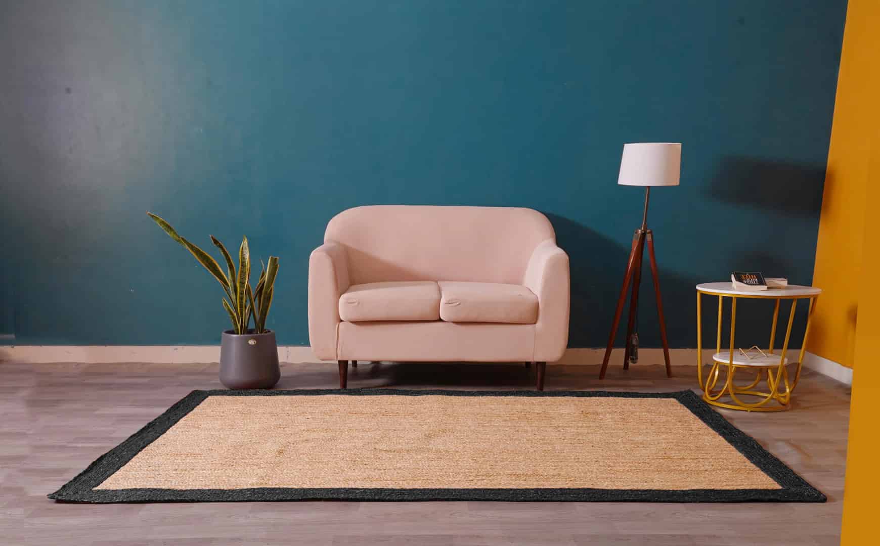 Beige with Color Bordered Hand Braided Large Area Rectangle Jute Rug - Image 2