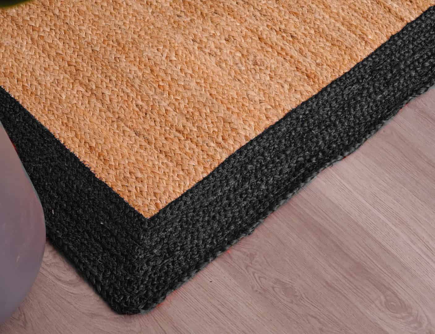 Beige with Color Bordered Hand Braided Large Area Rectangle Jute Rug - Image 8