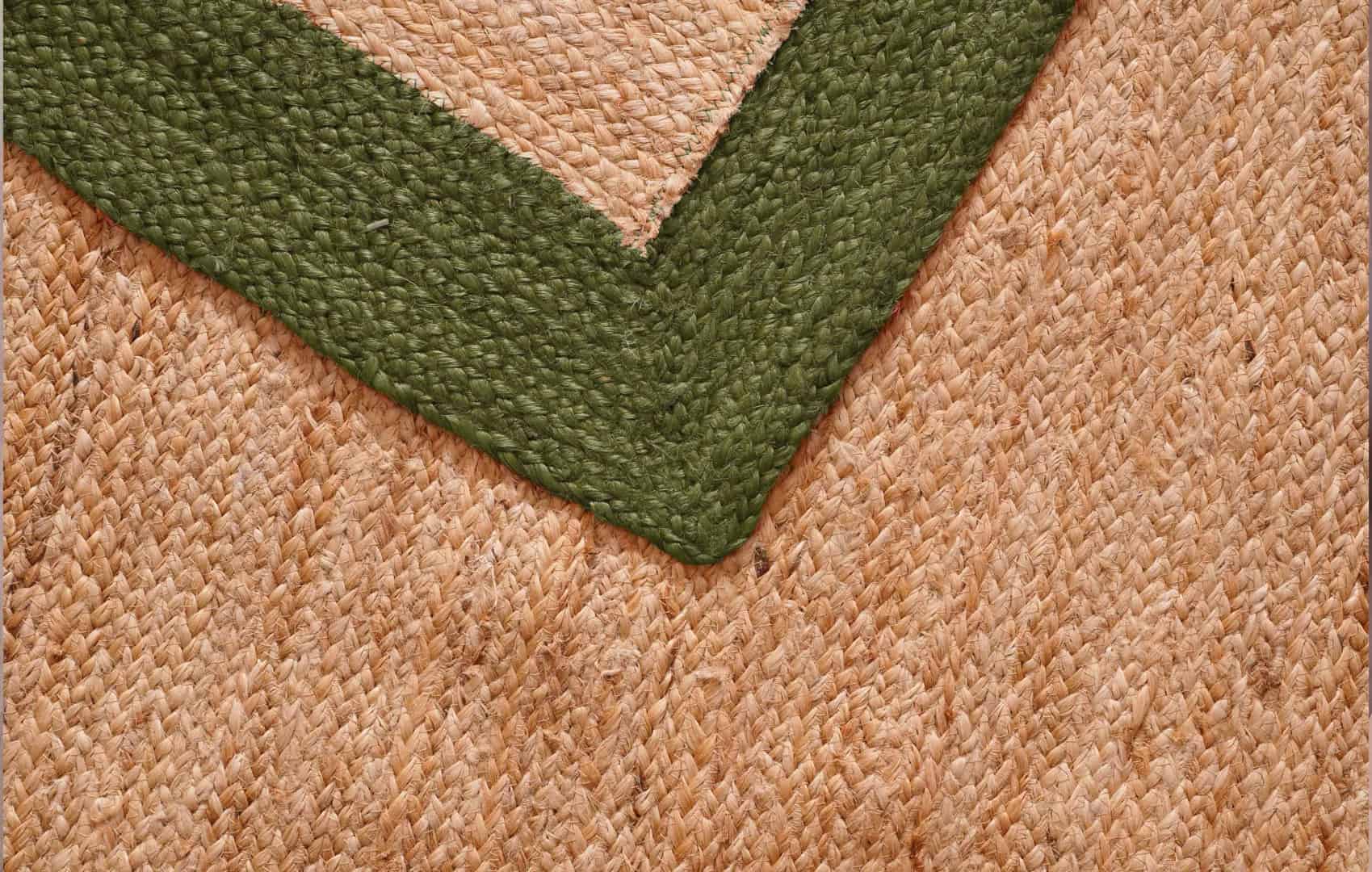 Indian Handmade Natural Jute Braided Rectangle Rug with Color Border - Image 5