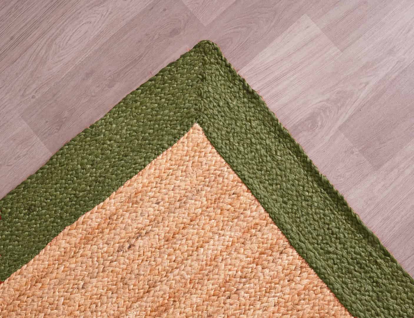 Indian Handmade Natural Jute Braided Rectangle Rug with Color Border - Image 7