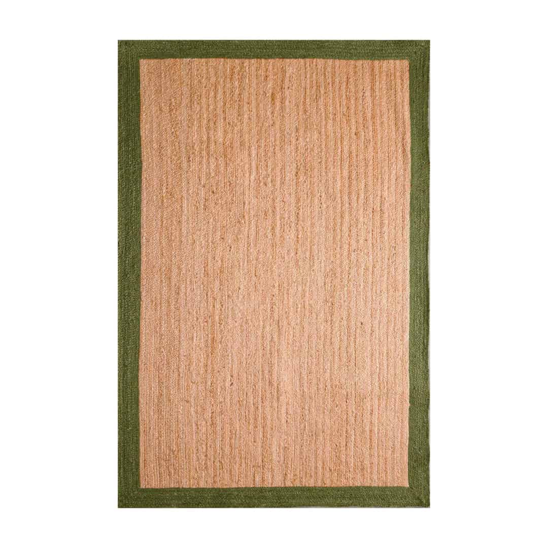 Indian Handmade Natural Jute Braided Rectangle Rug with Color Border - Image 1