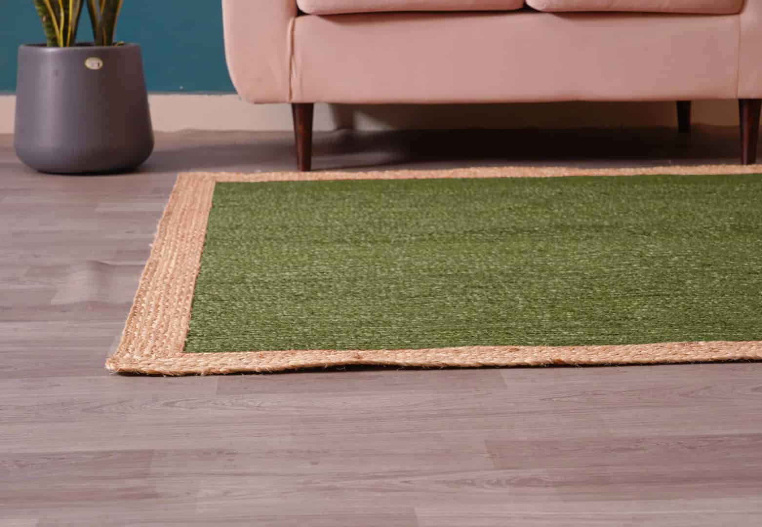 Handmade Boho Custom Color Jute Braided Rectangle and Square Rug with Beige Border - Image 8