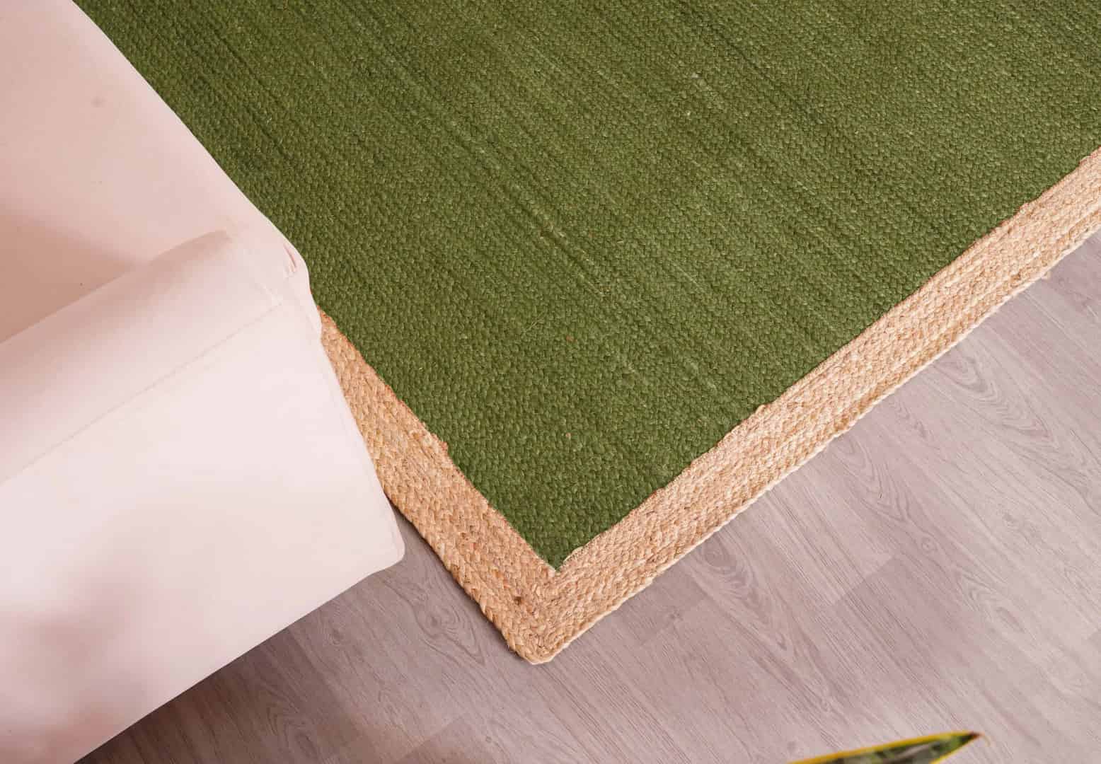 Handmade Boho Custom Color Jute Braided Rectangle and Square Rug with Beige Border - Image 9