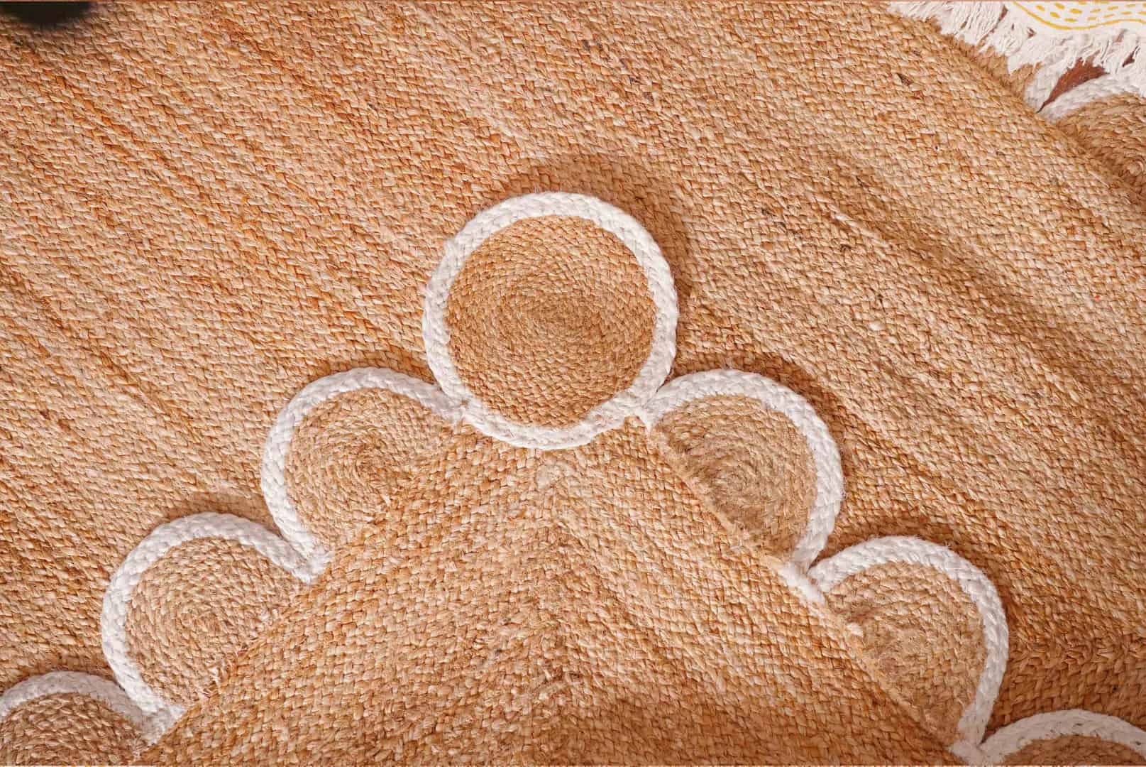 4x6 5x8 6x9 9x12 Handmade Natural Jute Braided Custom Color Scalloped Bordered Rectangle Rug - Image 6