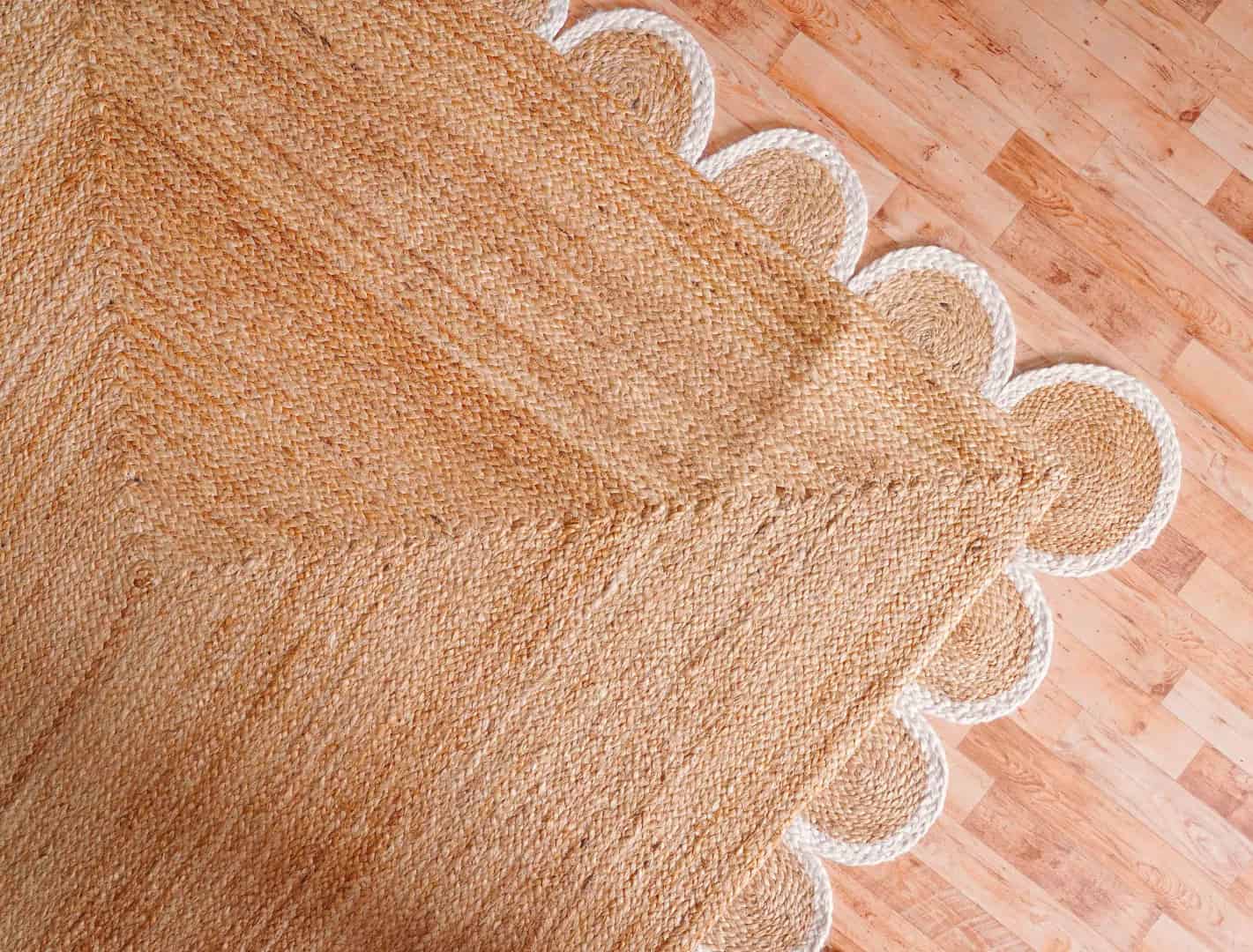 4x6 5x8 6x9 9x12 Handmade Natural Jute Braided Custom Color Scalloped Bordered Rectangle Rug - Image 7