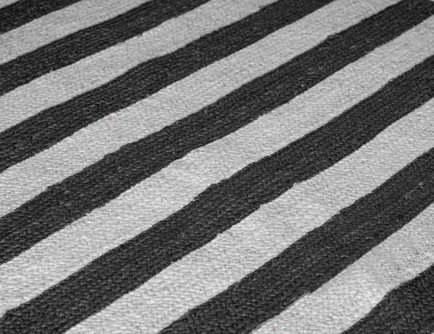 White Boho Handmade Jute Braided Rectangle Rug with Custom Color Stripes - Image 3