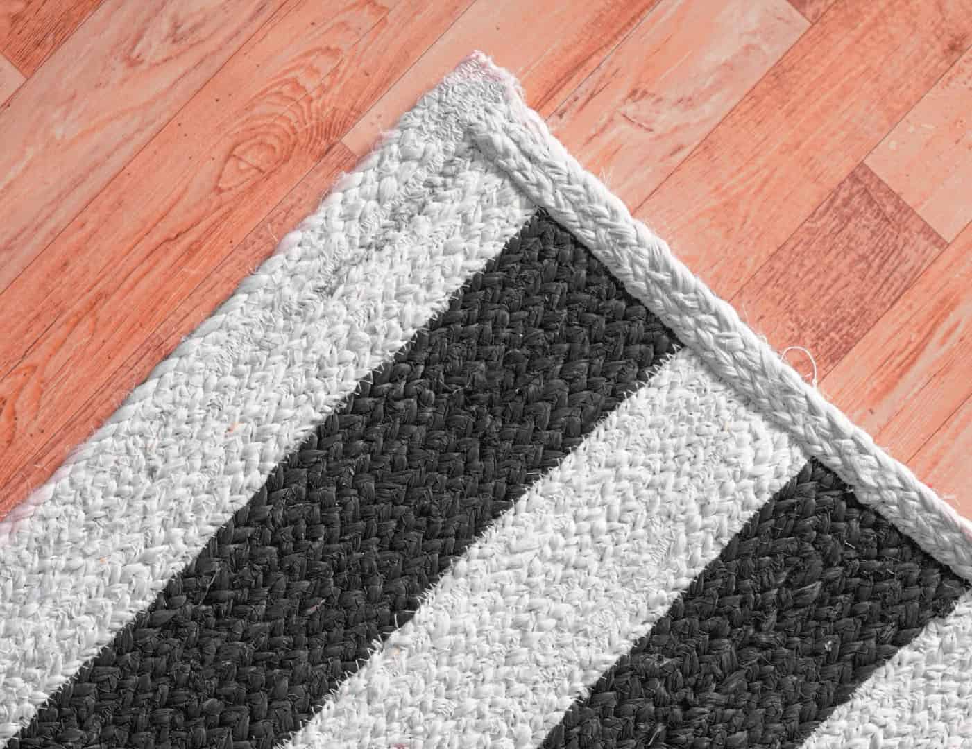 White Boho Handmade Jute Braided Rectangle Rug with Custom Color Stripes - Image 4