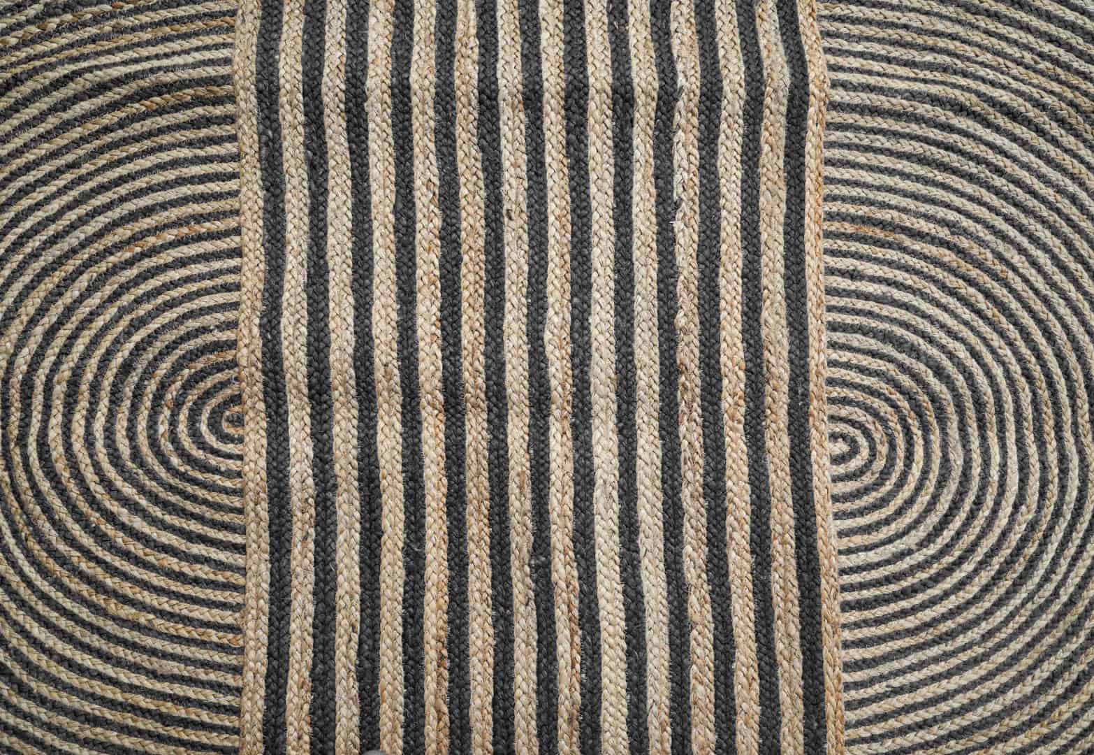Beige with Color Stripes Jute Braided Oval Rug Handmade Yoga Mat Living Room Turkish Rug - Image 3