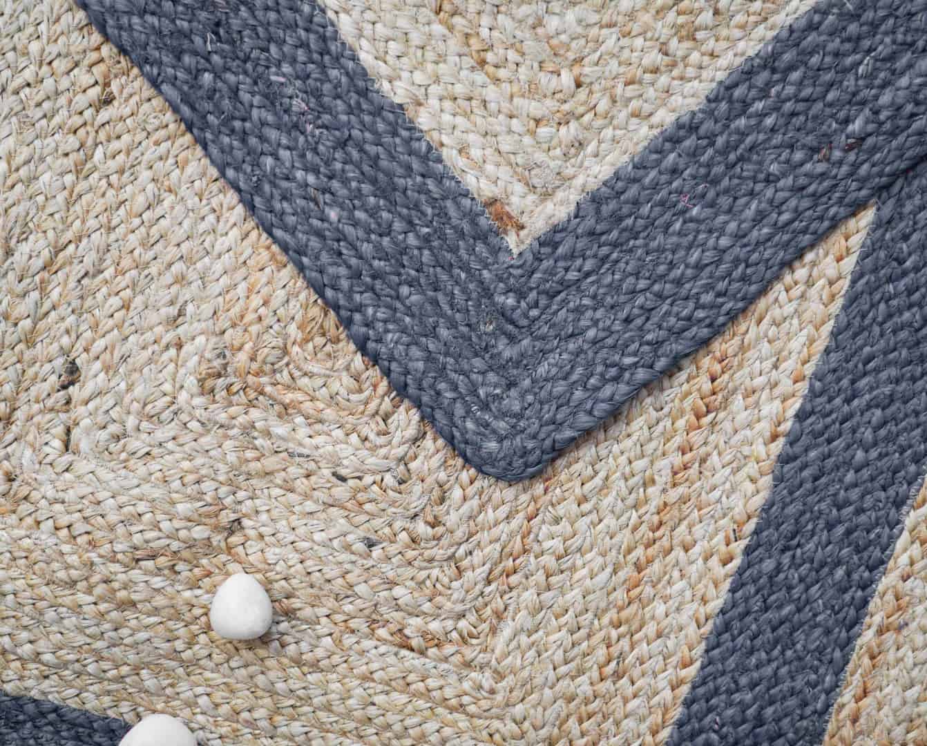 Traditional Indian Hand Braided Natural Jute Rectangle Rug with Color Border - Image 7