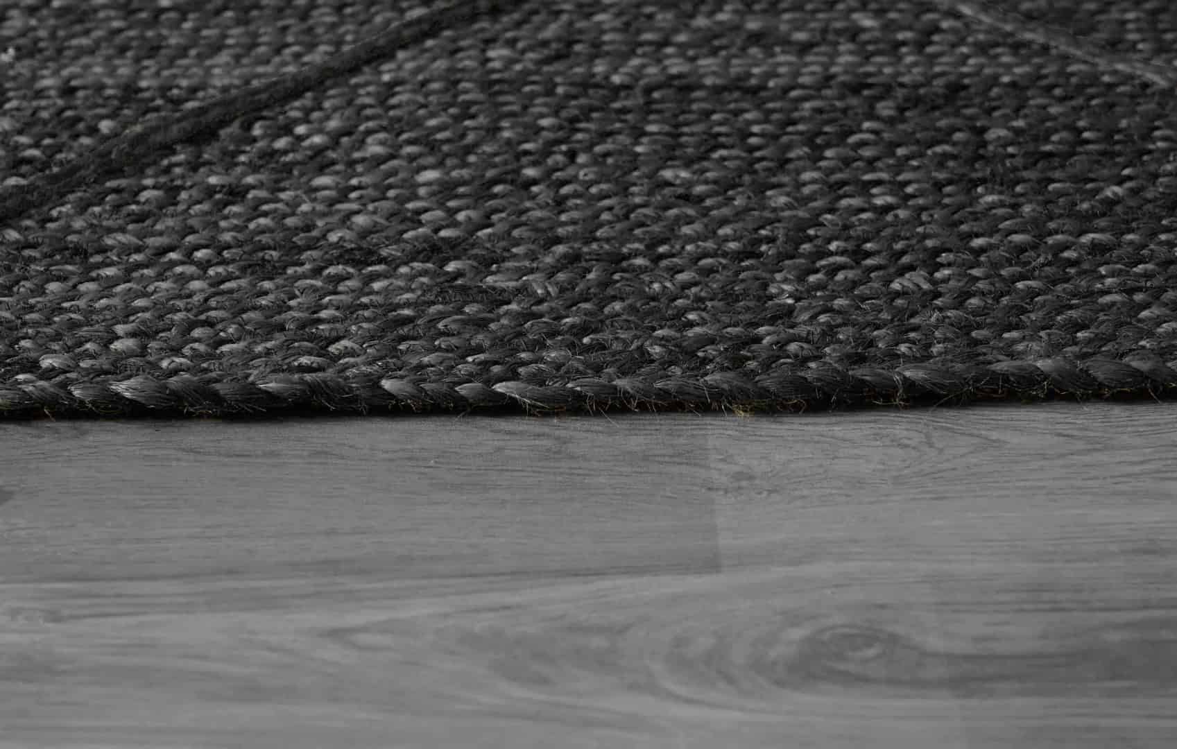 Hand Braided Bohemian Custom Color Jute Braided Rectangle Rug with Black Diamond Design - Image 2