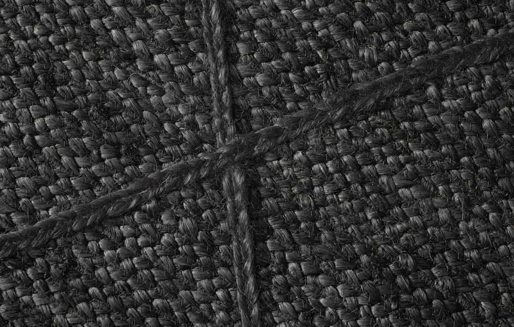 Hand Braided Bohemian Custom Color Jute Braided Rectangle Rug with Black Diamond Design - Image 3