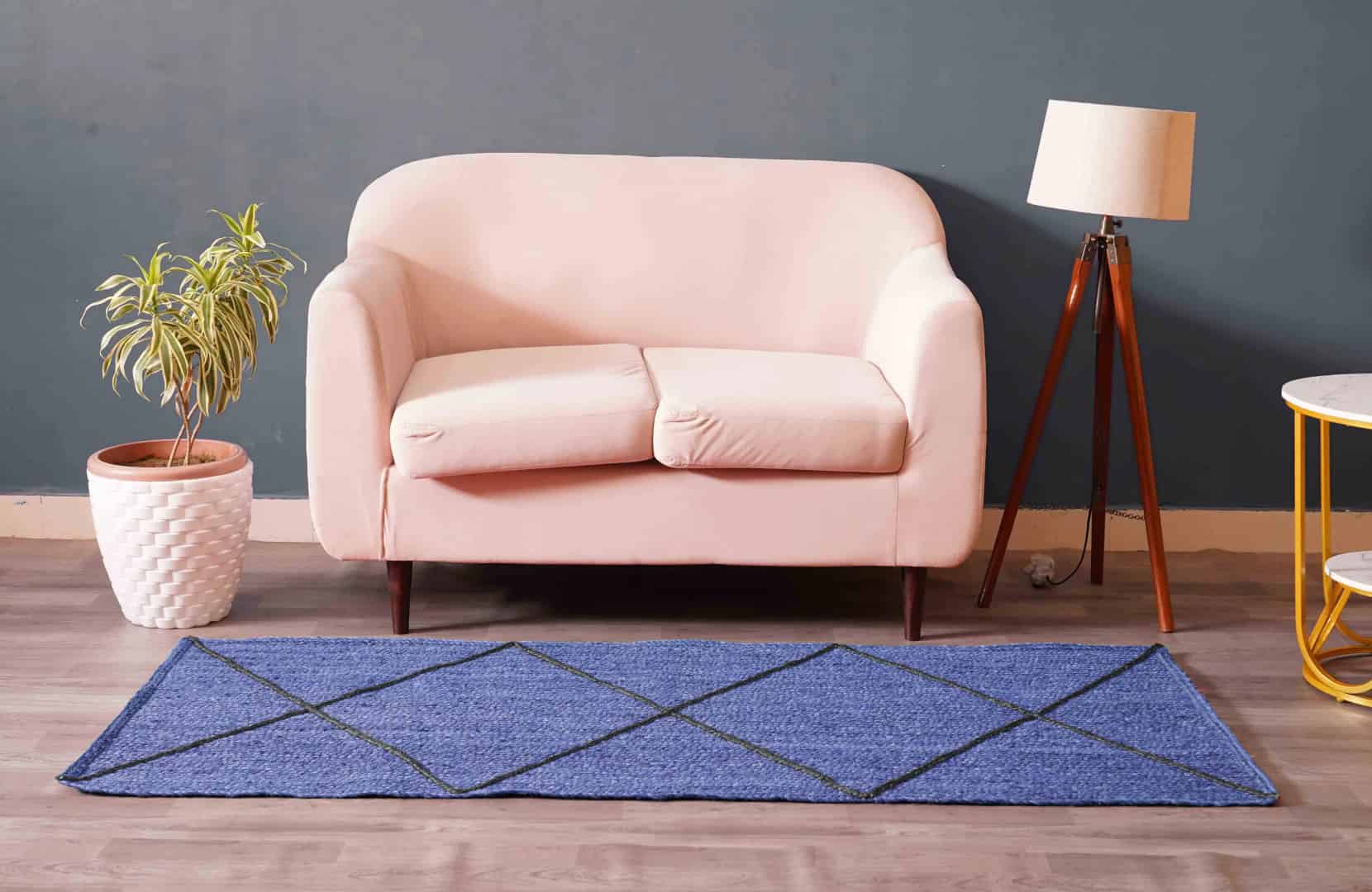 Custom Color with Black Diamond Design Hand Braided Jute Rectangle Rug - Image 4