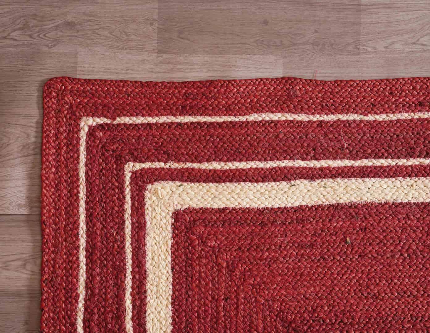 Indian Handmade Braided Custom Color Jute Braided Rug with White Border - Image 5