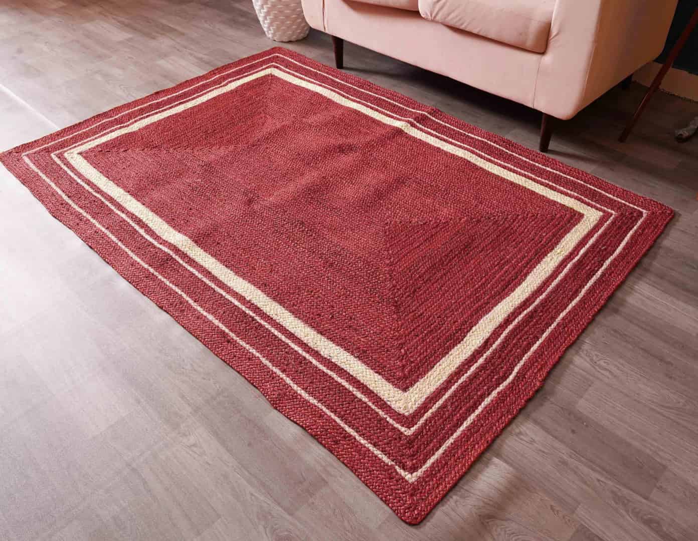 Indian Handmade Braided Custom Color Jute Braided Rug with White Border - Image 3