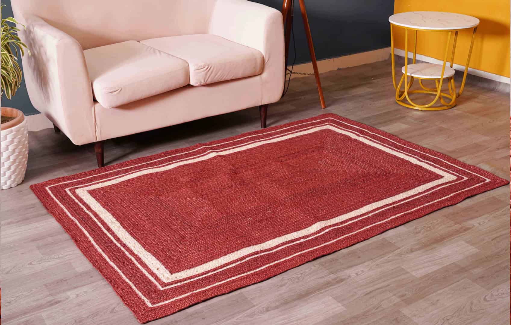 Indian Handmade Braided Custom Color Jute Braided Rug with White Border - Image 2