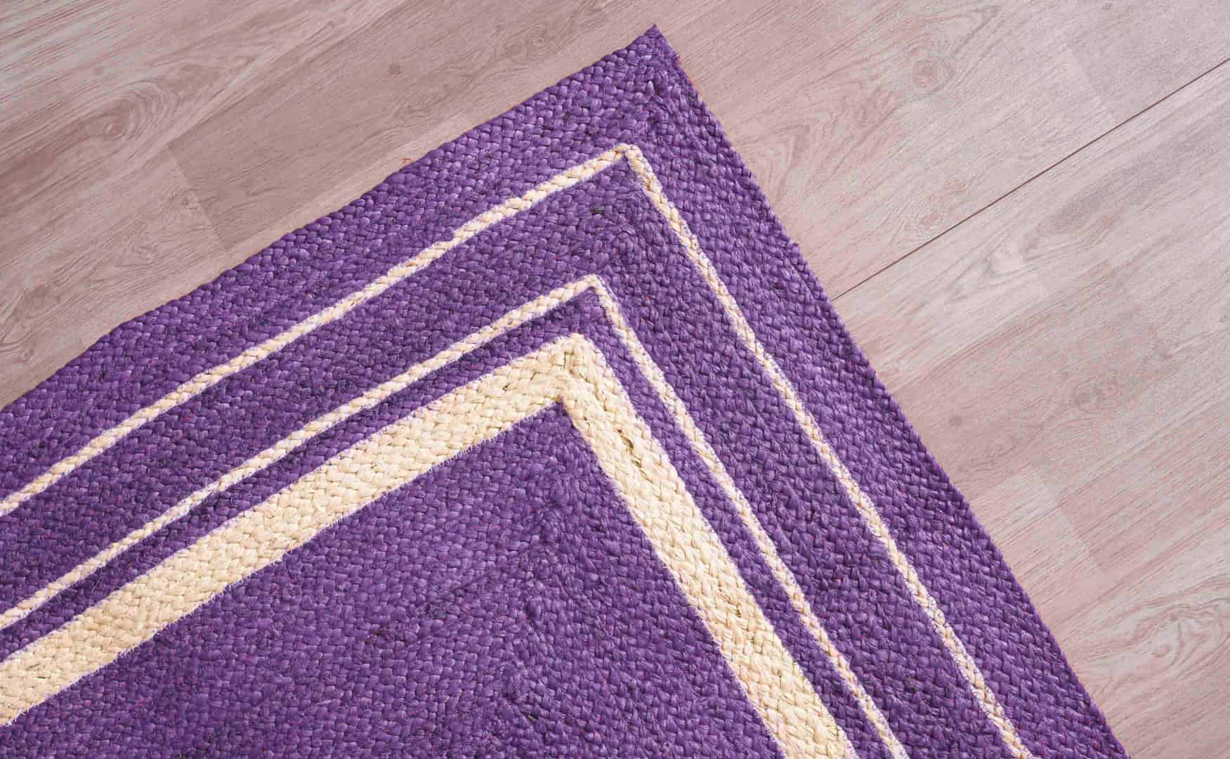 Indian Art Decorative Hand Braided Custom Color Jute Rug with White Border - Image 9