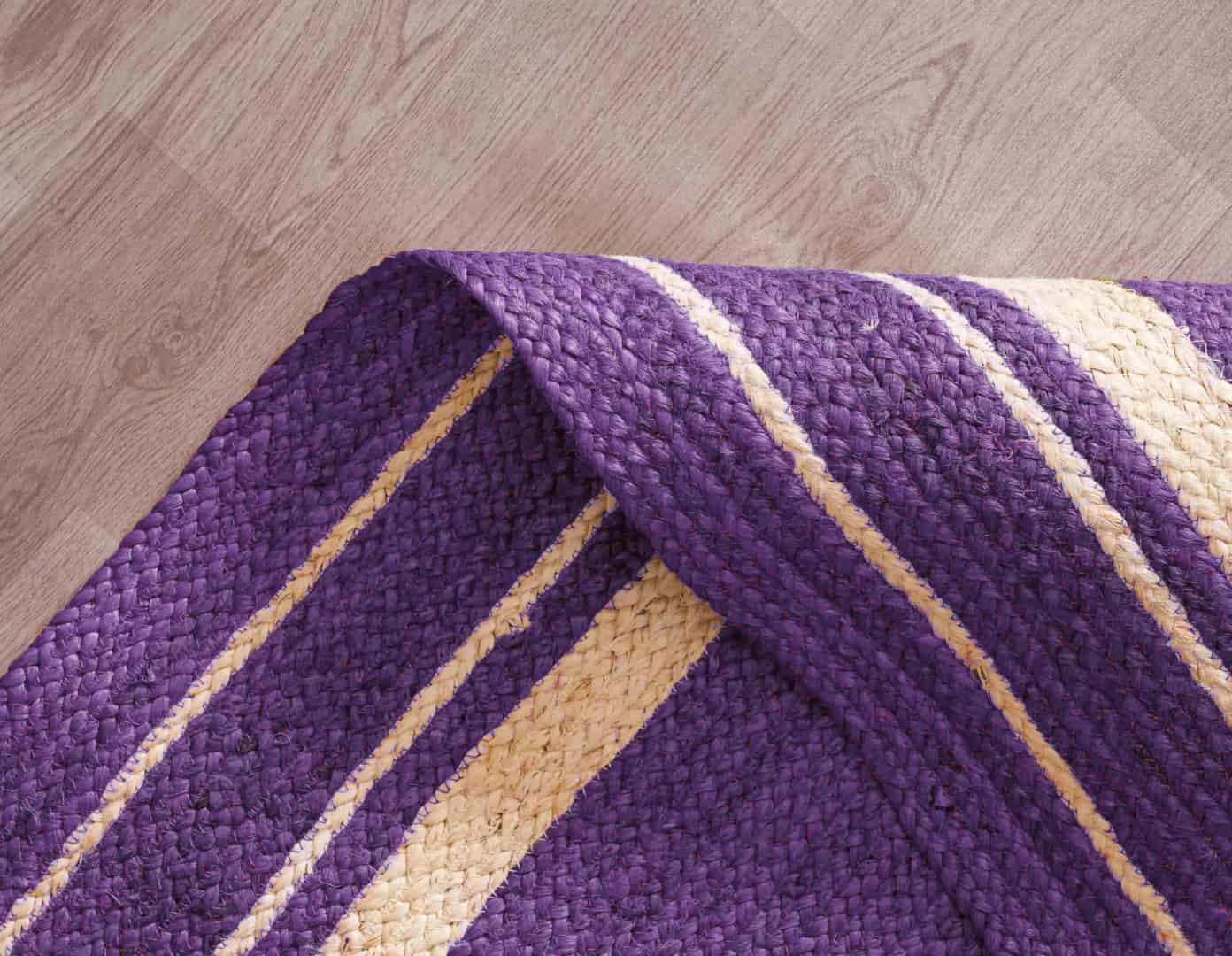 Indian Art Decorative Hand Braided Custom Color Jute Rug with White Border - Image 7