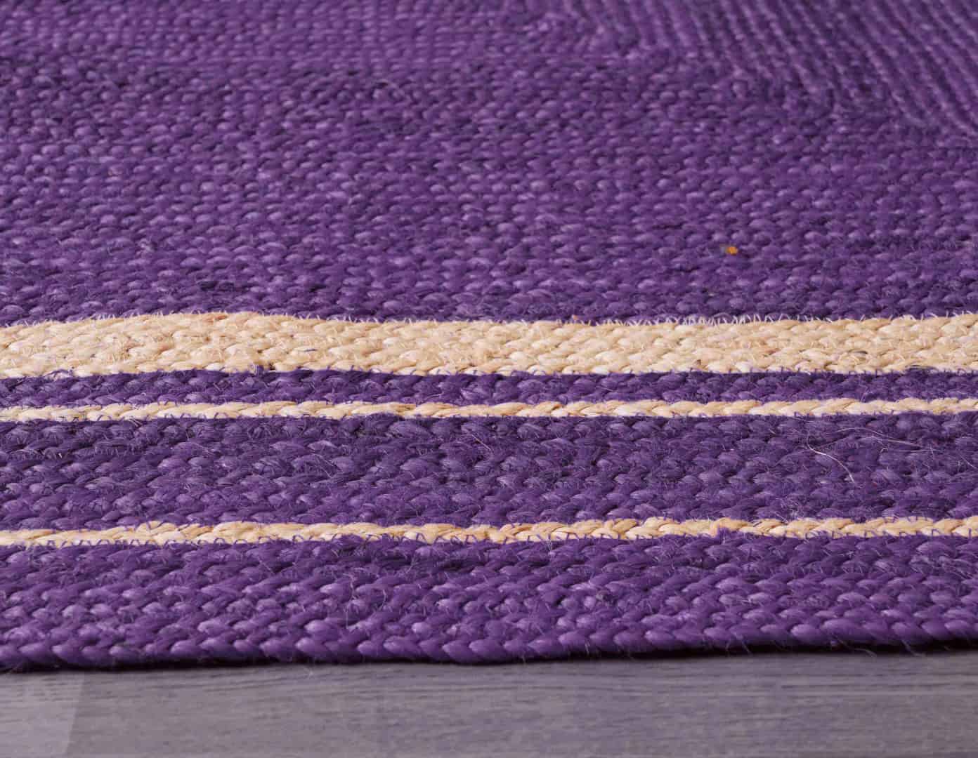 Indian Art Decorative Hand Braided Custom Color Jute Rug with White Border - Image 8