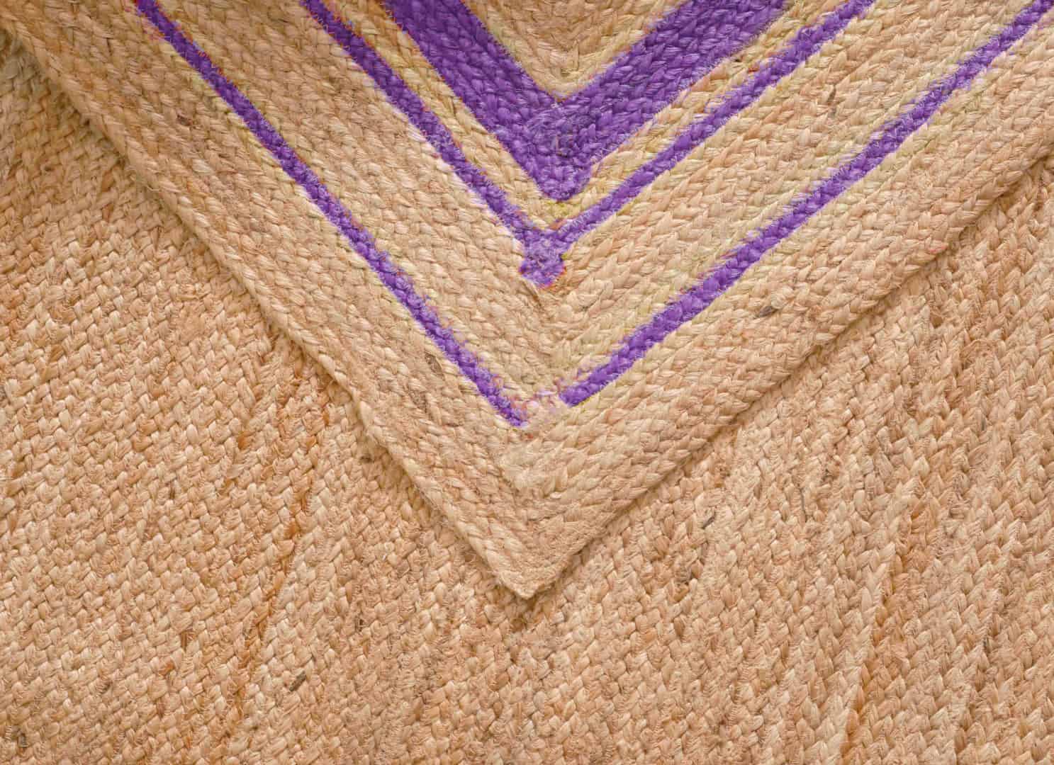 Boho Home Decor Hand Braided Natural Jute Rectangle Rug with Color Border - Image 7