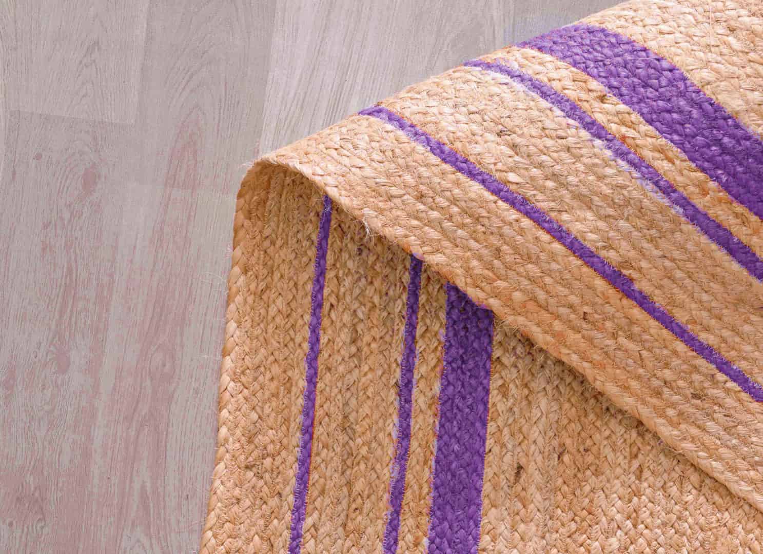 Boho Home Decor Hand Braided Natural Jute Rectangle Rug with Color Border - Image 8