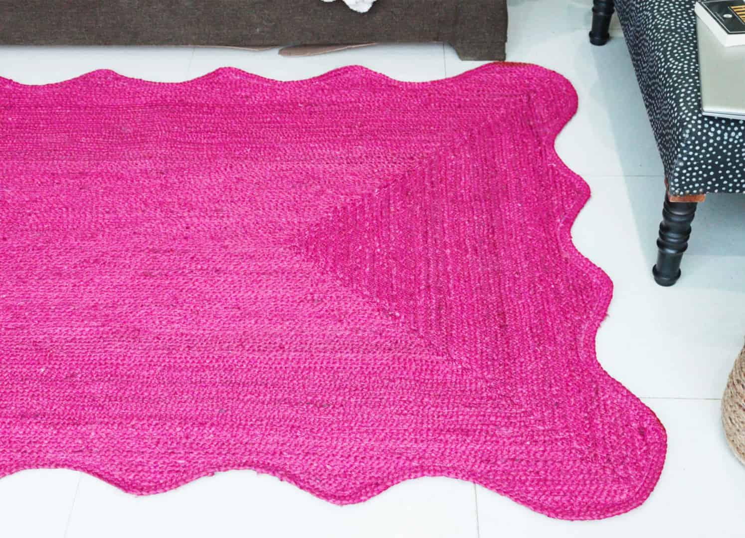 Custom Color Handmade Jute Braided Rectangle Scalloped Rug - Image 5