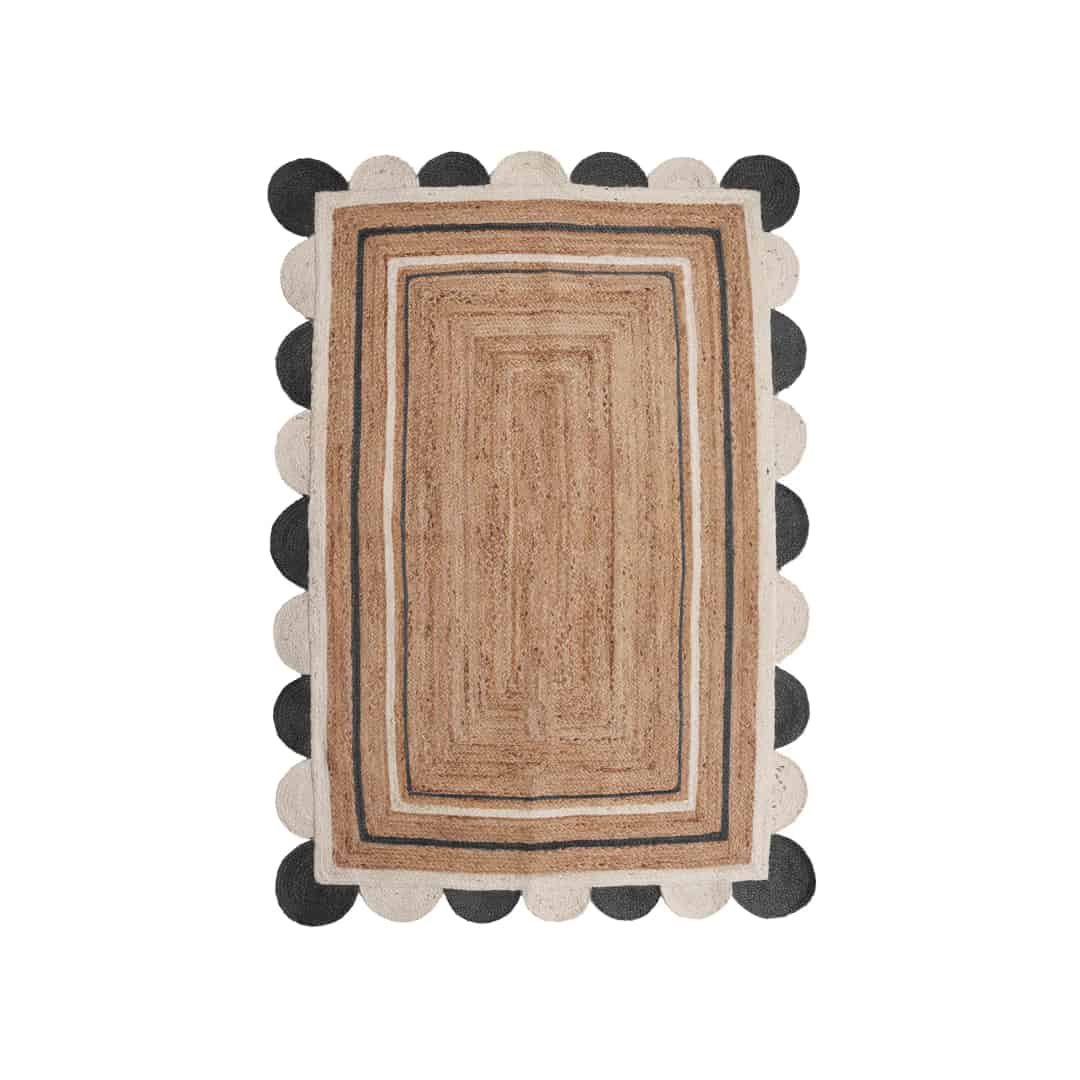 Indian Handmade Natural Jute Braided Scalloped Rug - Image 1