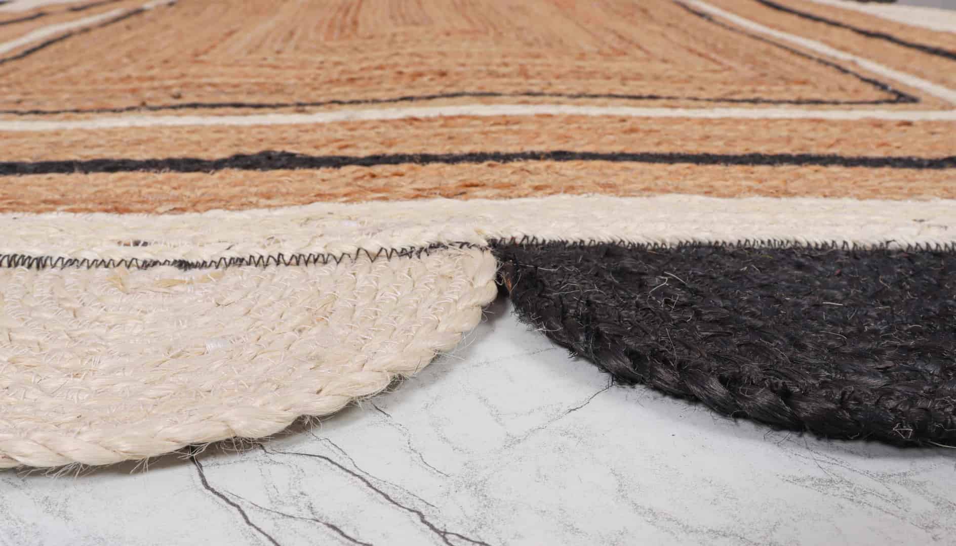 Indian Handmade Natural Jute Braided Scalloped Rug - Image 9