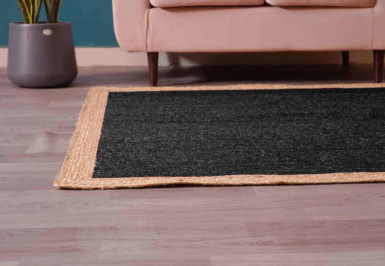 Custom Color with Beige Border Handmade Jute Braided Rectangle and Square Rug - Image 5