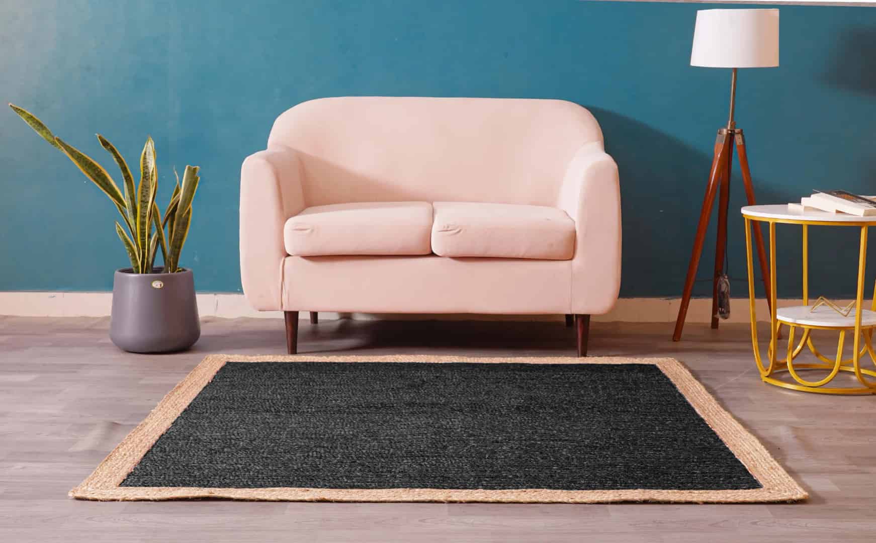 Custom Color with Beige Border Handmade Jute Braided Rectangle and Square Rug - Image 6