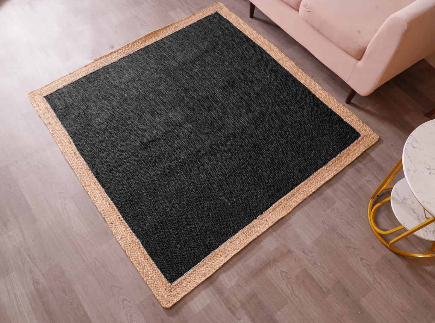 Custom Color with Beige Border Handmade Jute Braided Rectangle and Square Rug - Image 7