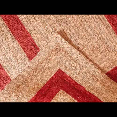 Beige with Two Line Color Border Handmade Jute Braided Rectangle Rug - Image 6