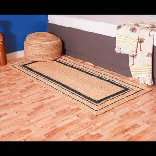 Custom Size Handmade Natural Jute Braided Runner Rug with Triple Line Color Border - Image 2