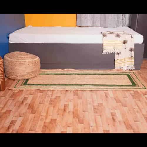 Natural Jute Handmade Braided Runner Rug with Triple Line Color Border - Image 4