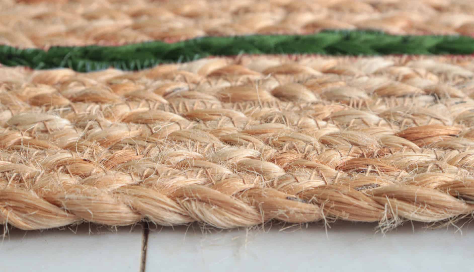 Large Area Decorative Handmade Natural Jute Braided Rectangle Rug with Triple Line Color Border - Image 6