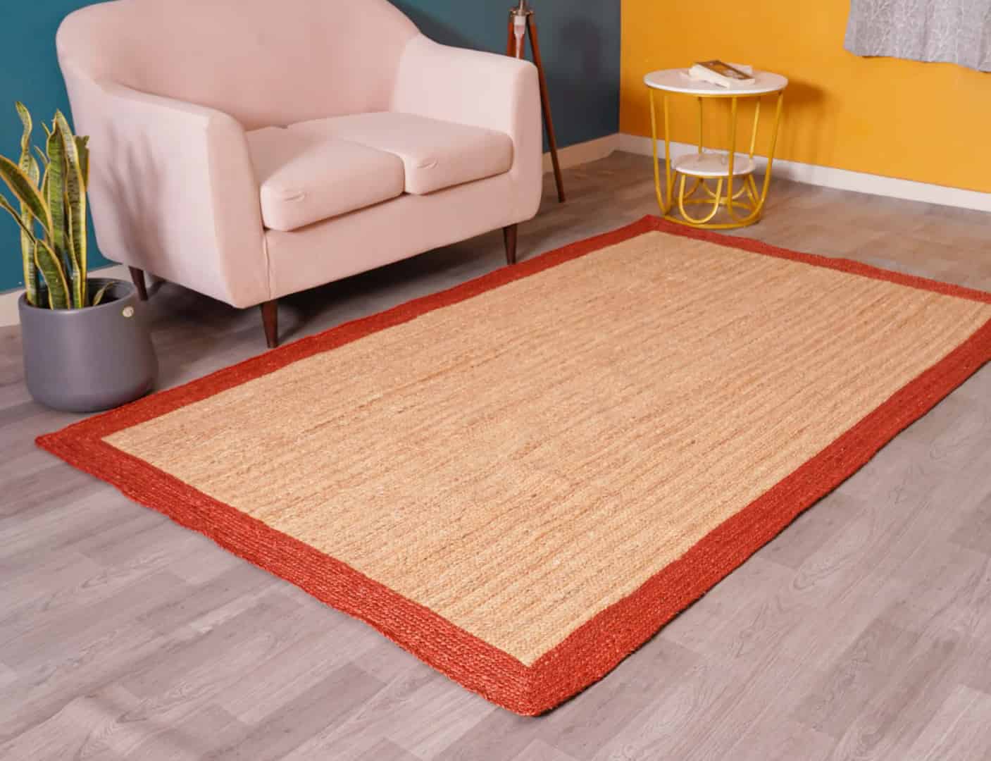 Beige with Every Color Border Handmade Jute Braided Rectangle Rug - Image 3