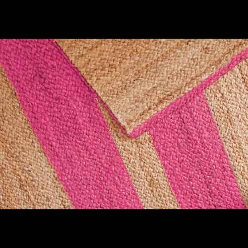 Large Area Handmade Beige with Custom Color Stripes Jute Braided Rectangle Rug - Image 2