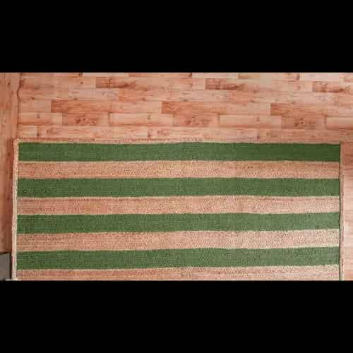 Beige with Custom Color Stripes Handmade Jute Braided Rectangle Rug - Image 5