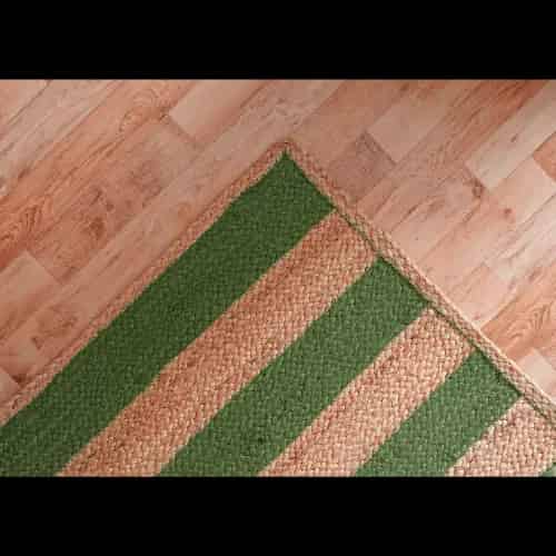 Beige with Custom Color Stripes Handmade Jute Braided Rectangle Rug - Image 7
