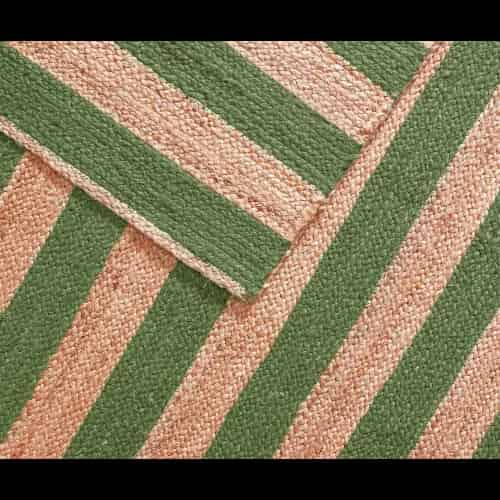 Beige with Custom Color Stripes Handmade Jute Braided Rectangle Rug - Image 8