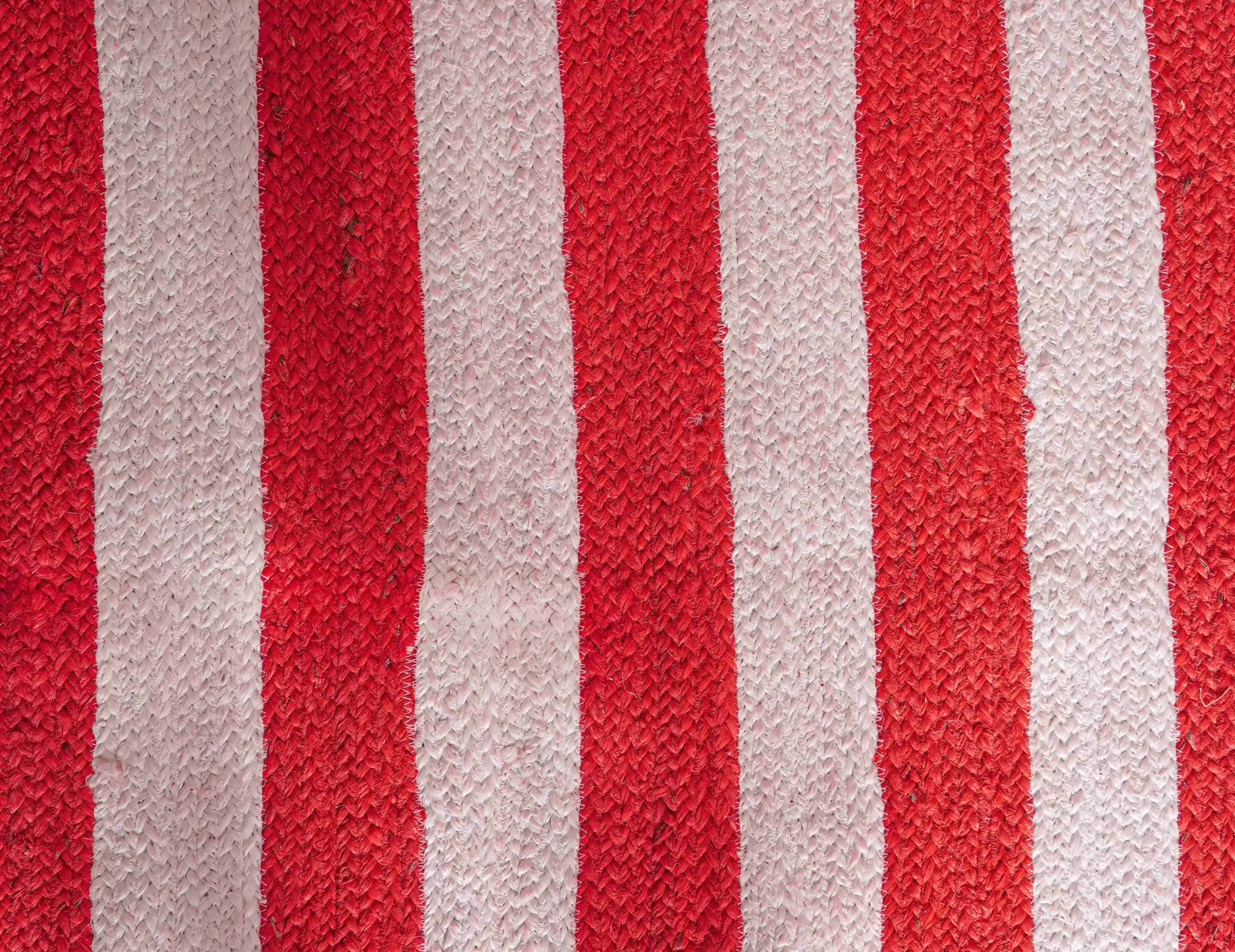 Handmade Bohemian Eco Friendly White with Custom Color Stripes Jute Braided Rectangle Rug - Image 7