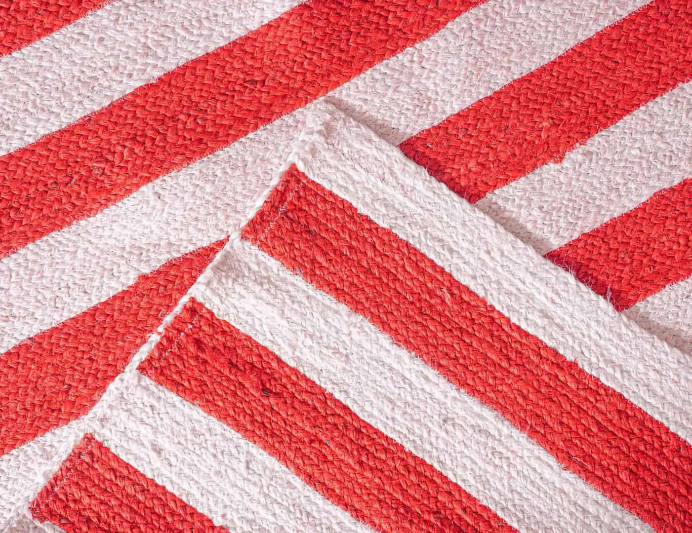 Handmade Bohemian Eco Friendly White with Custom Color Stripes Jute Braided Rectangle Rug - Image 8