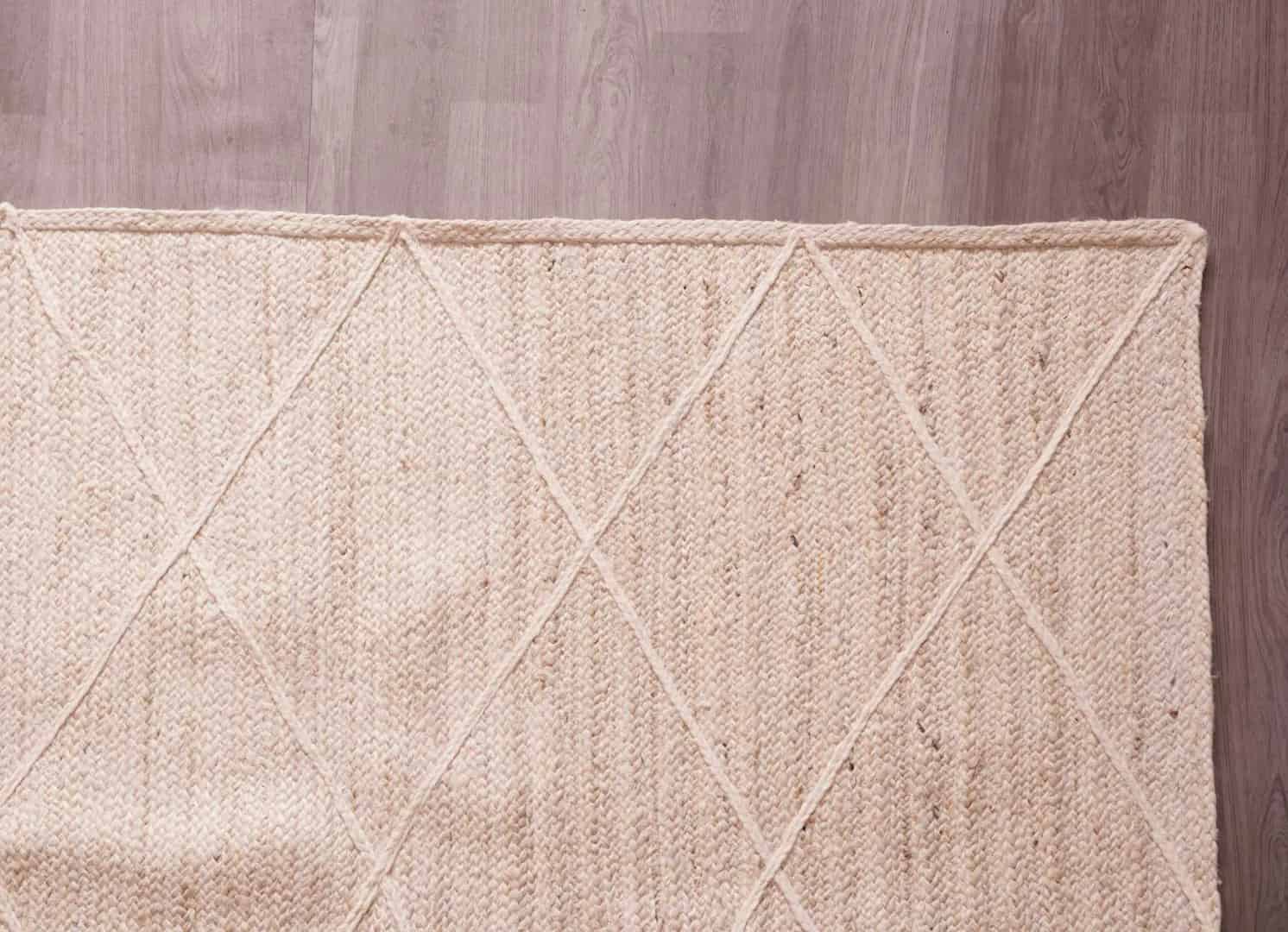Off White with Diamond Design Handmade Home Decorative Bohemian Jute Braided Rectangle Rug - Image 9