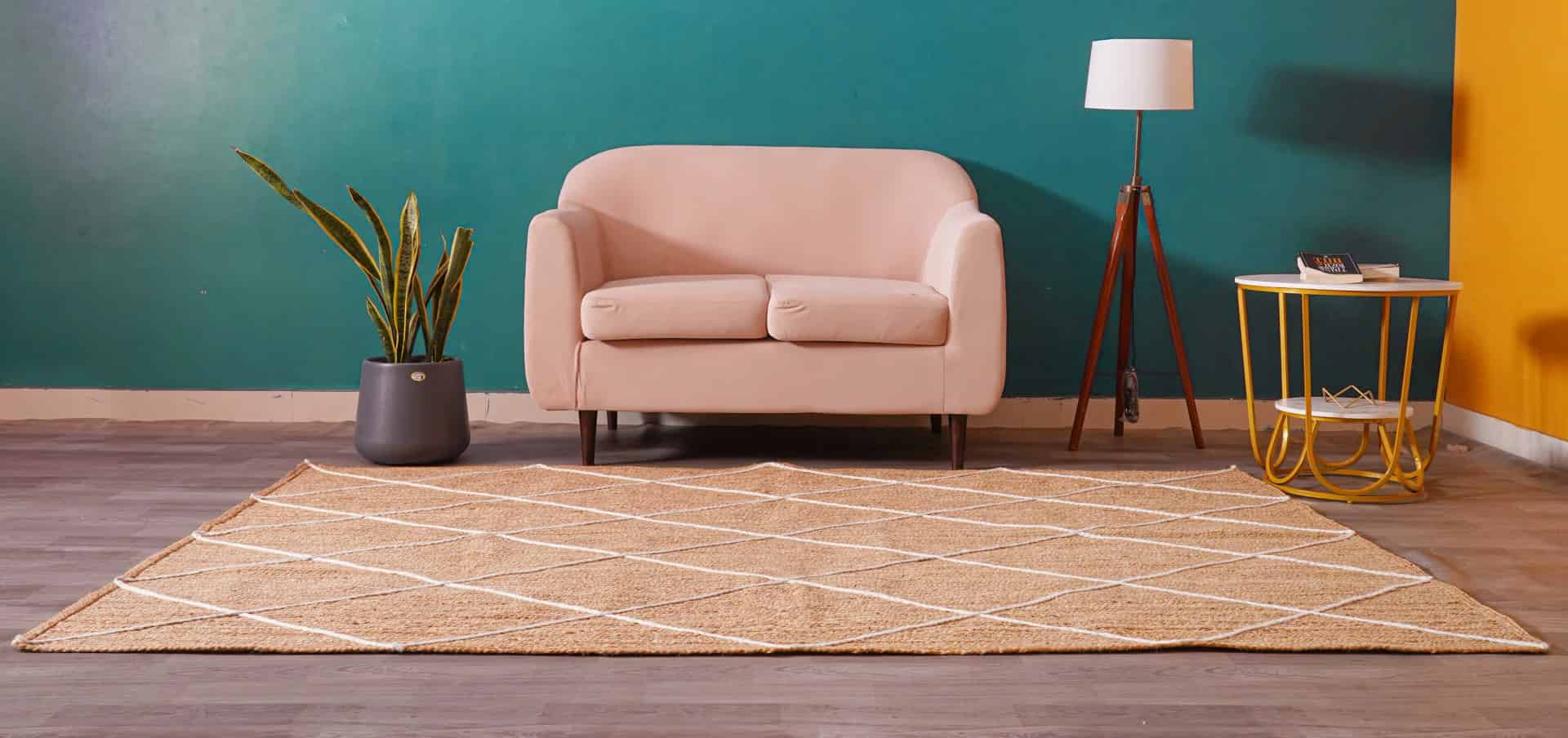 Custom Size Handmade Beige with White Diamond Jute Braided Porch Area Rectangle Rug - Image 2