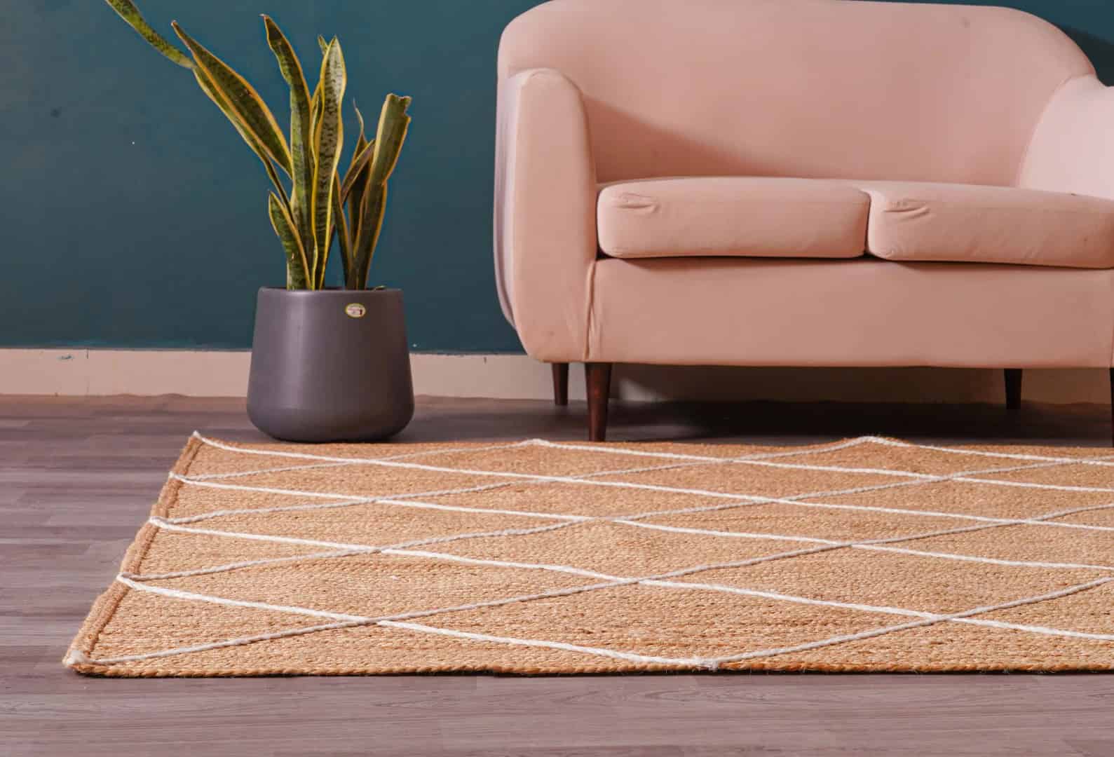 Custom Size Handmade Beige with White Diamond Jute Braided Porch Area Rectangle Rug - Image 4