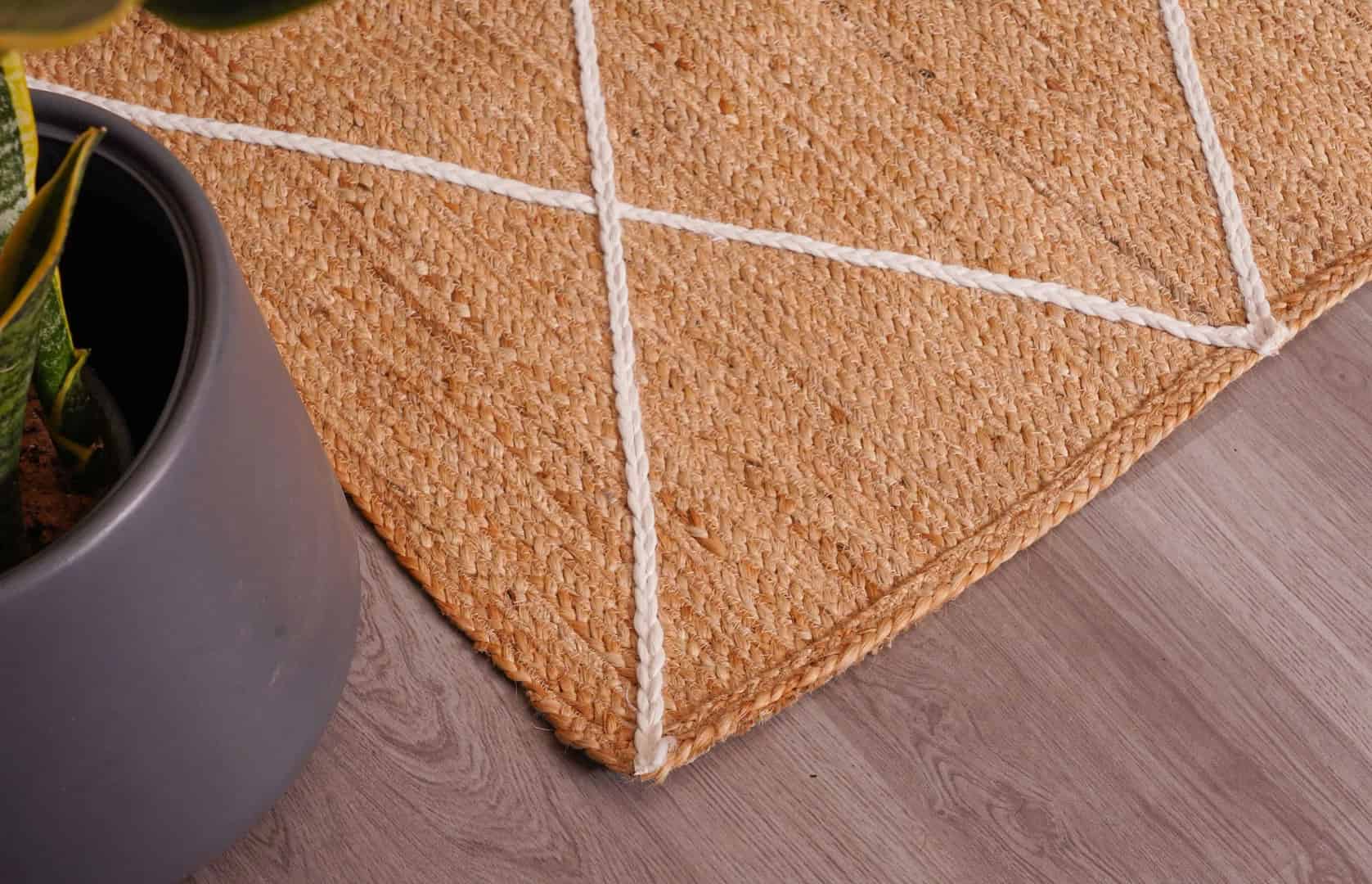 Custom Size Handmade Beige with White Diamond Jute Braided Porch Area Rectangle Rug - Image 9