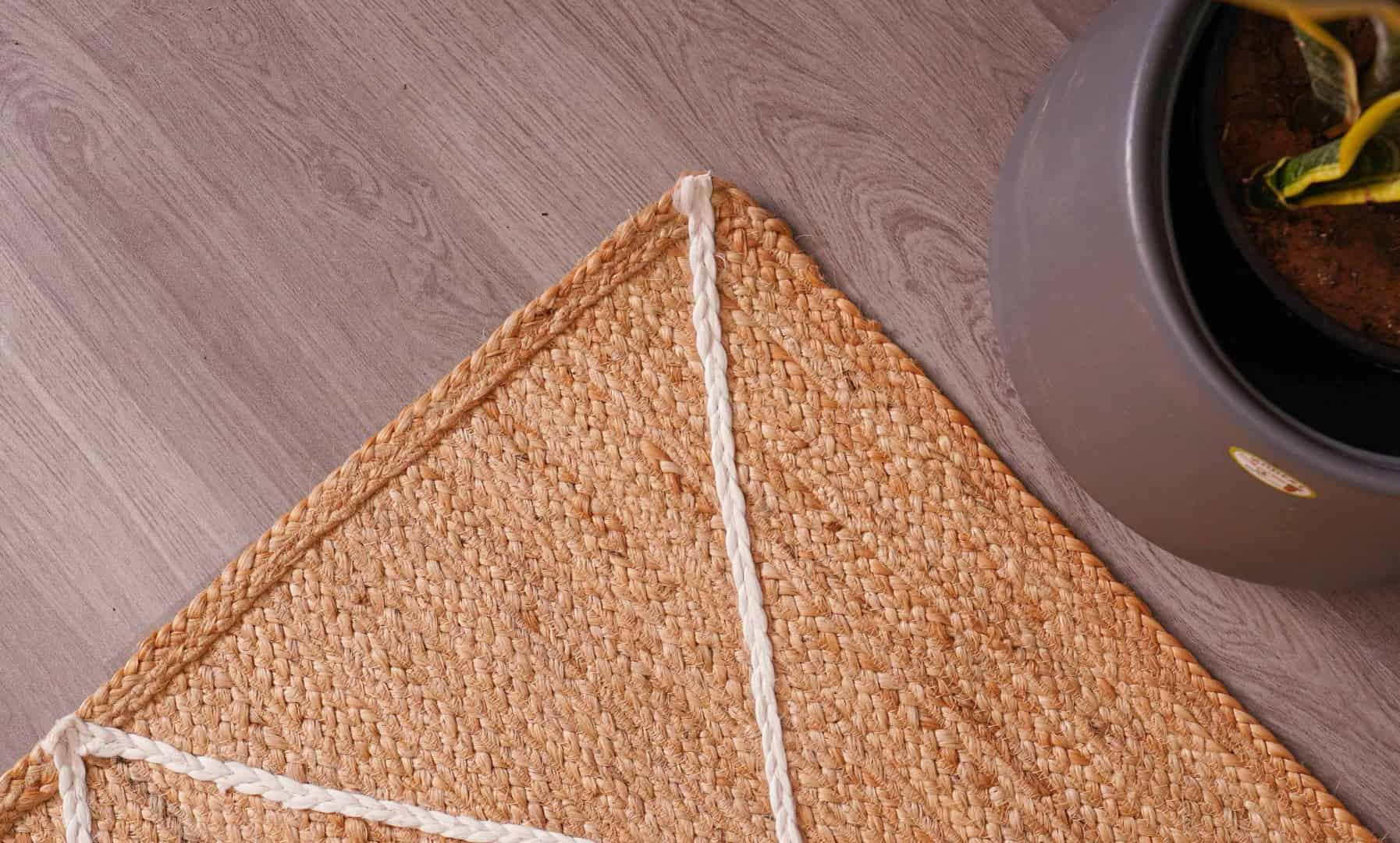 Custom Size Handmade Beige with White Diamond Jute Braided Porch Area Rectangle Rug - Image 7