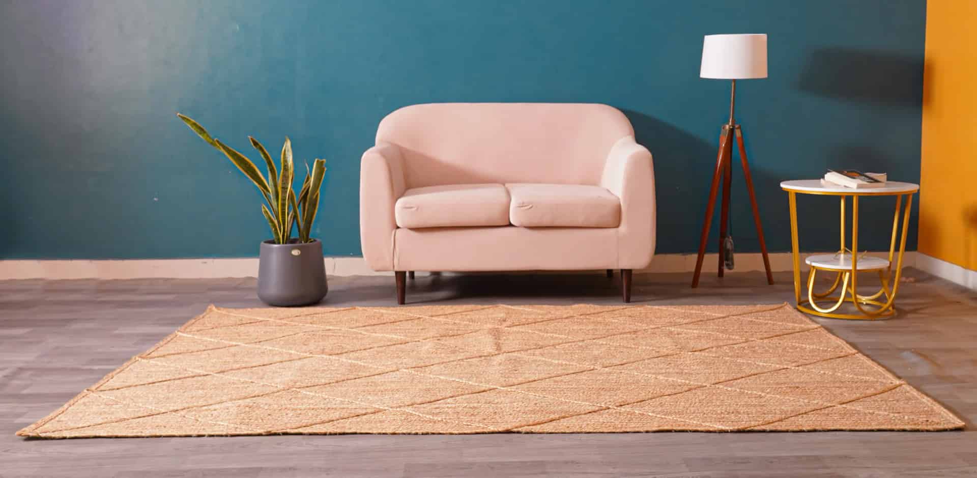 Hand Braided Natural Jute Area Rug with Diamond Home Decor Oushak Rugs - Image 2