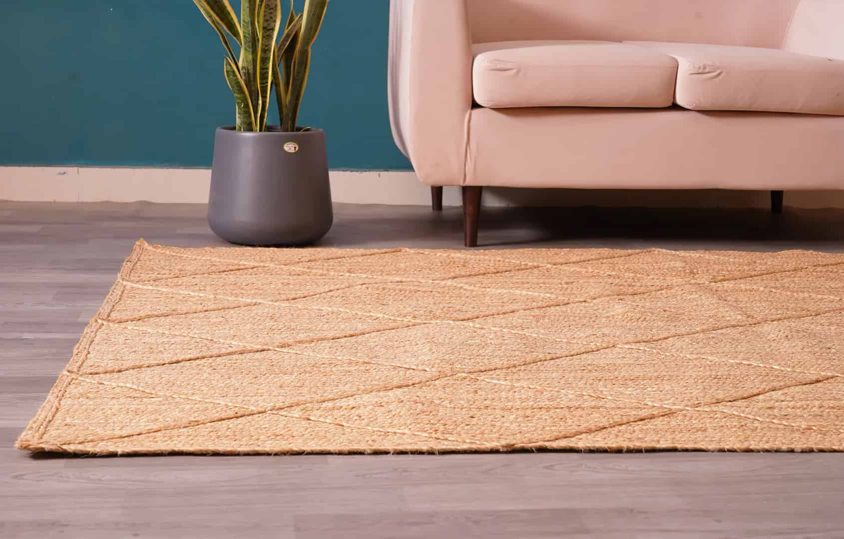 Hand Braided Natural Jute Area Rug with Diamond Home Decor Oushak Rugs - Image 4