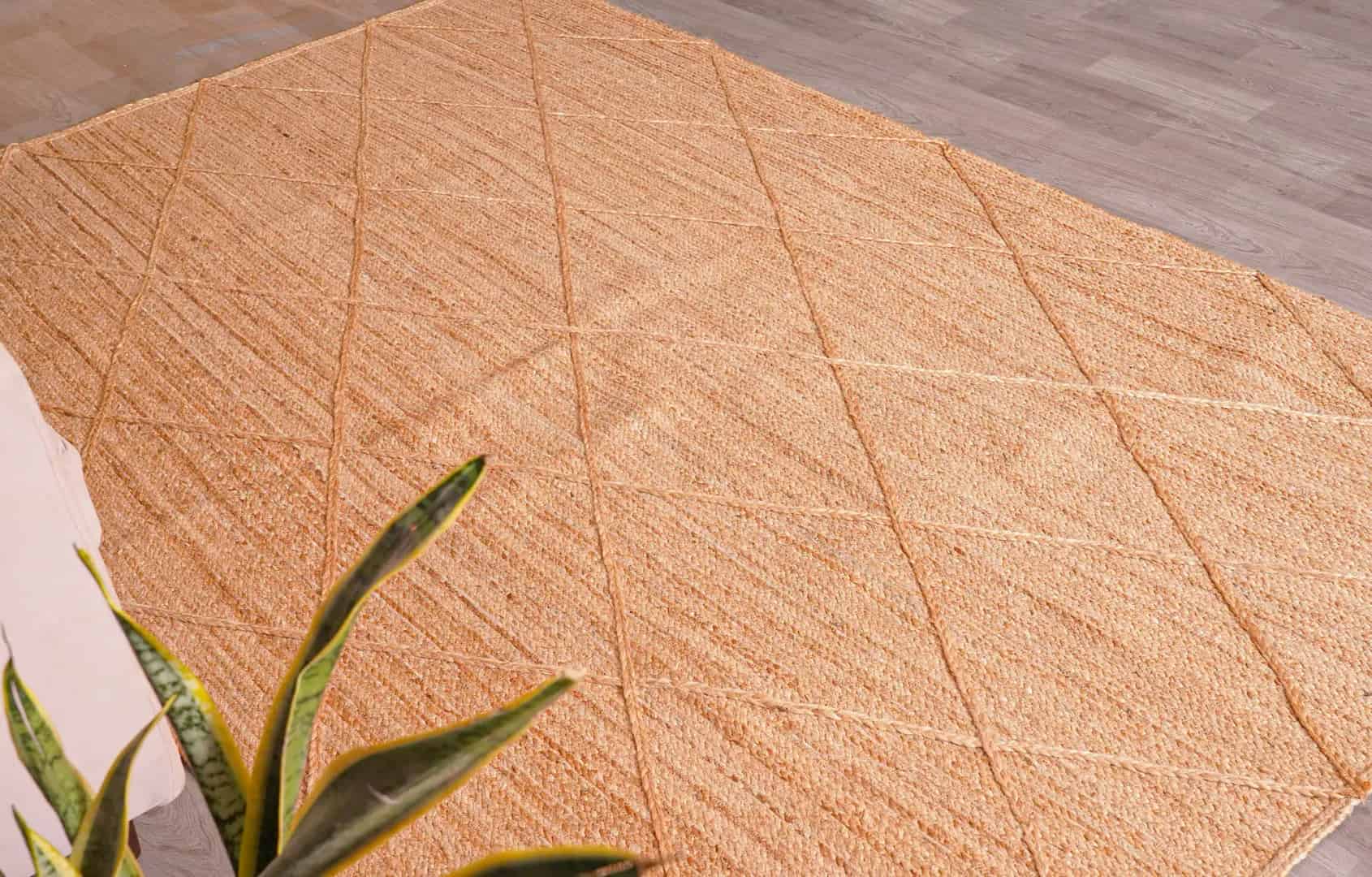 Hand Braided Natural Jute Area Rug with Diamond Home Decor Oushak Rugs - Image 3