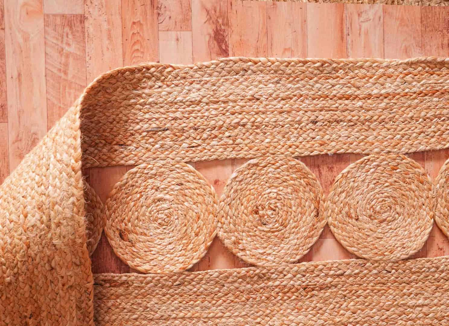 Indian Handmade Scalloped Natural Jute Braided Rectangle Rug Yoga Mat Bohemian Doormat - Image 7